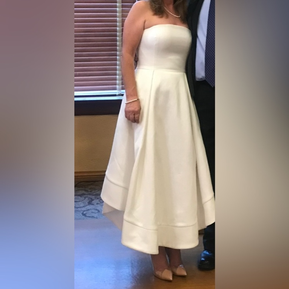 Elegant White Strapless Midi Dress – A-Line, Formal or Bridal